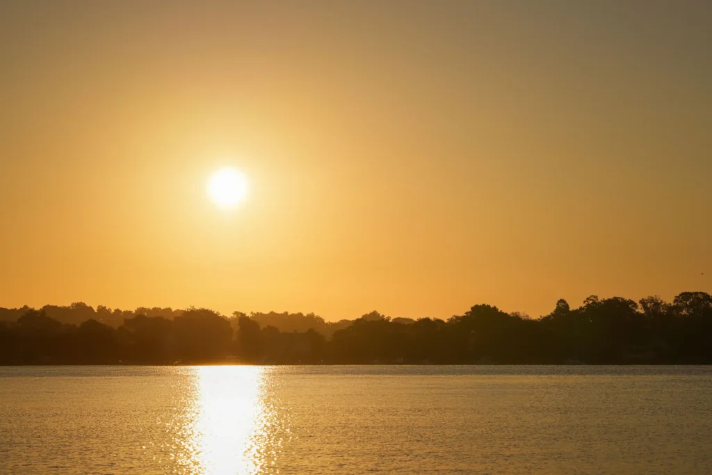 Sunset over the Noosa River from a picnic spot