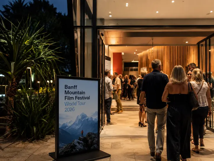 People arriving for the Banff Mountain Film Festival World Tour 2026 at The J in Noosa Heads